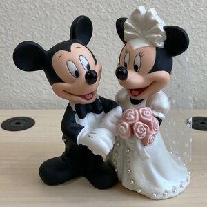 Disney Mickey & Minnie Wedding Cake Topper Figurine - White and Black